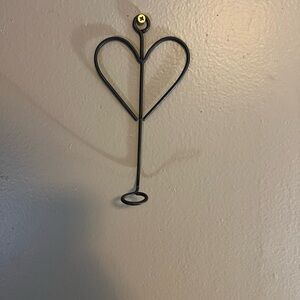 Vintage Heart Shaped Wire Wall Mount Coat Towel Rack Hook
